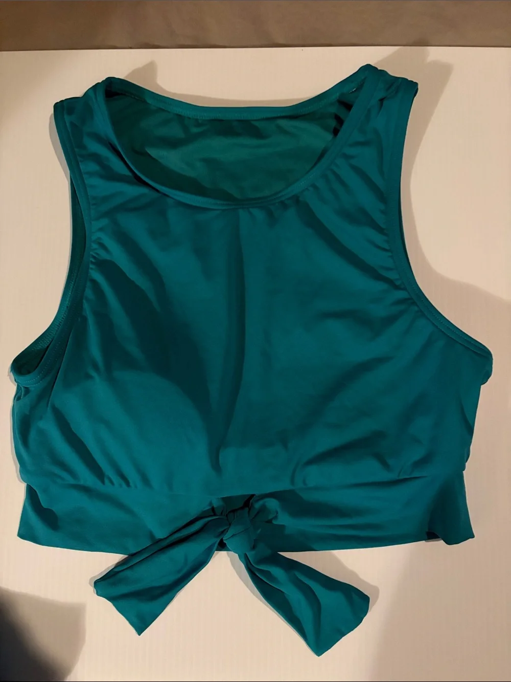 Vince Camuto Teal One-Shoulder Bikini Top and High-Waist Bottoms